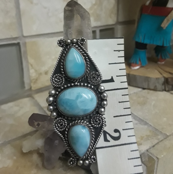 🚫SOLD🚫Vintage Sterling Navajo Larimar ring - Picture 2 of 5